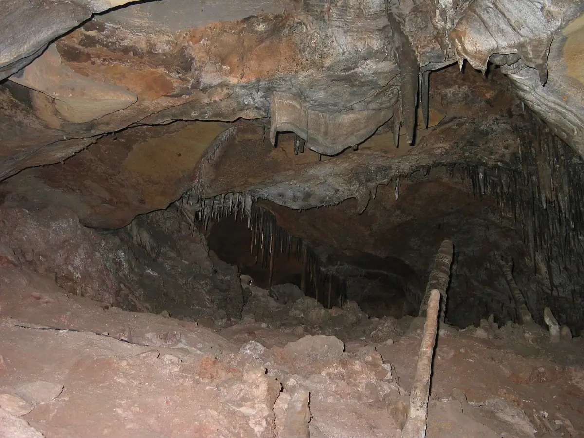 A passage with formations inside Cave of the Winds