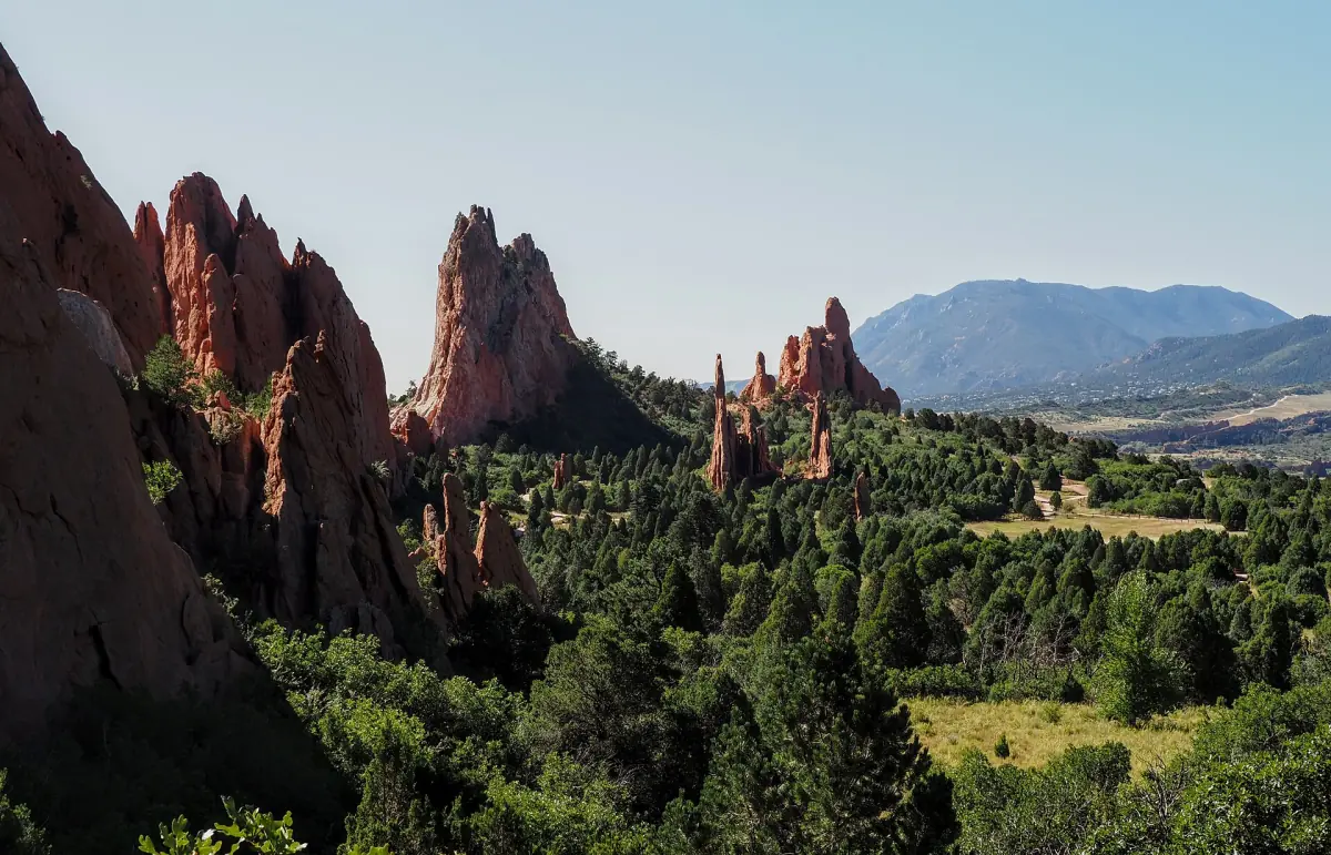 The Central Garden rocks seen from the north with the mountains beyond