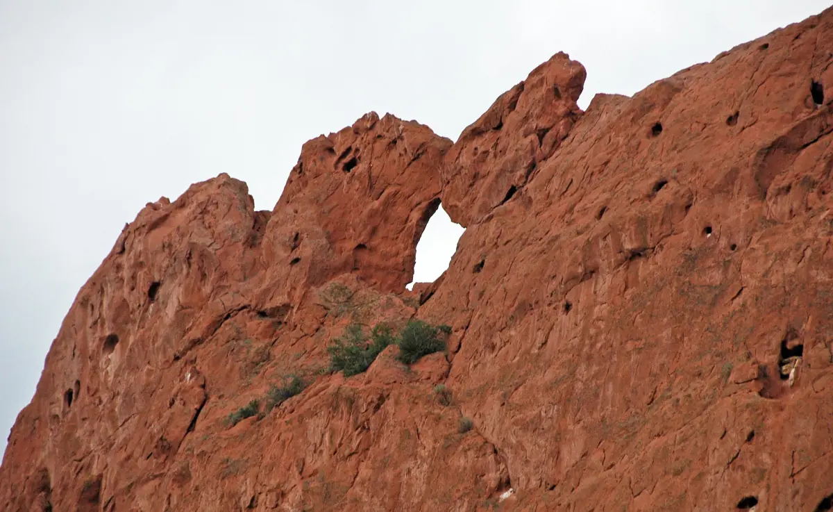 The Kissing Camels formation on a red sandstone ridge