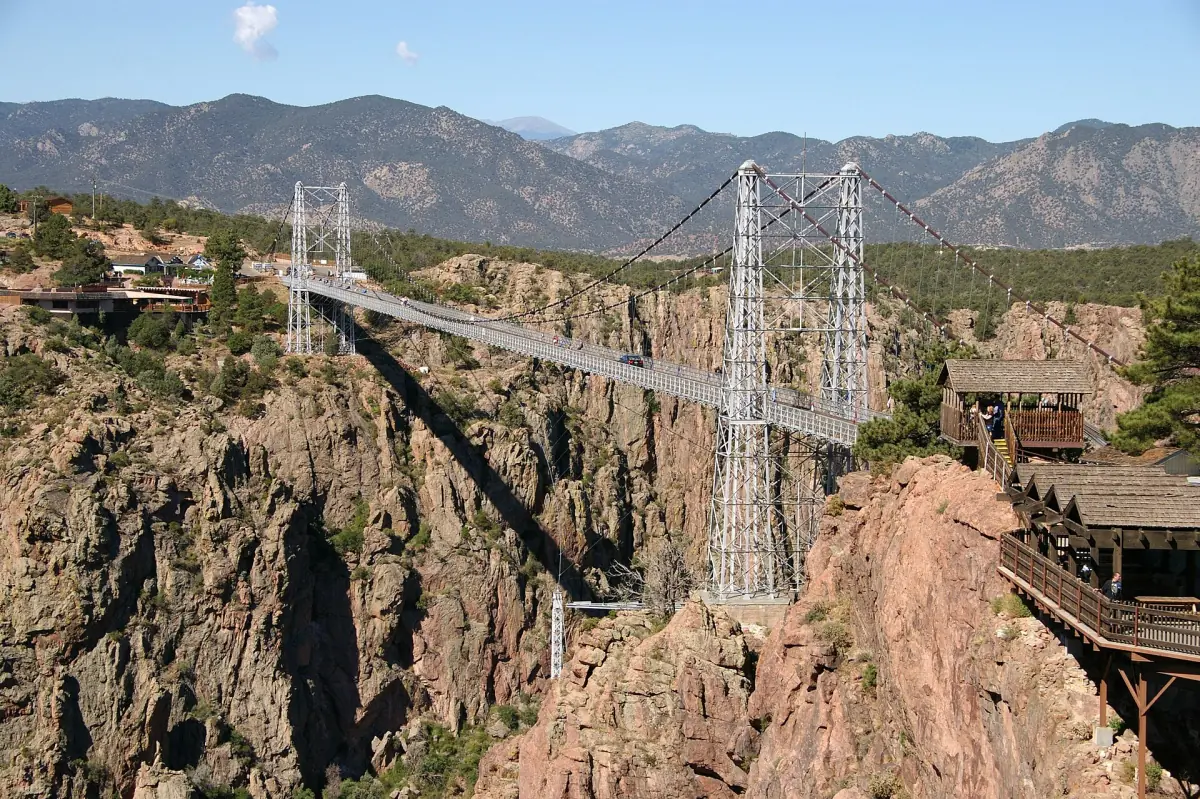 The Royal Gorge Bridge spanning the canyon